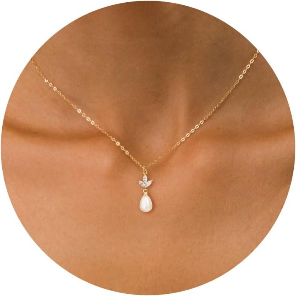 ⚡Pearl Necklace for Women 14K Gold plated White Gold plated Dainty elegance